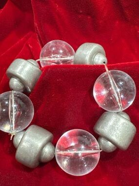 Clear and Silver Statement Bead bracelet- Women's Fashion